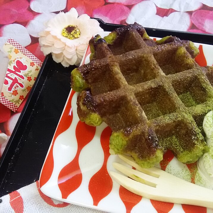 サクッと香る♪抹茶のベルギーワッフル